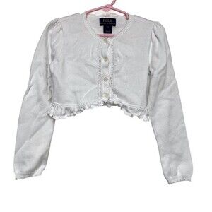 PRL Girls White Long Sleeve Cardigan
